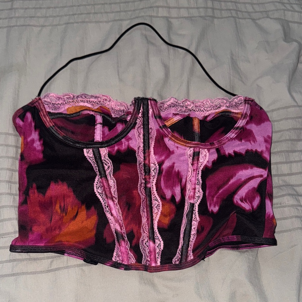 SHEIN Pink and Black Crop Top